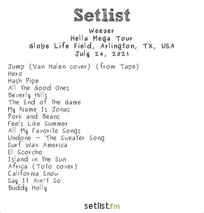 hella mega tour setlist|weezer tour 2021 setlist.